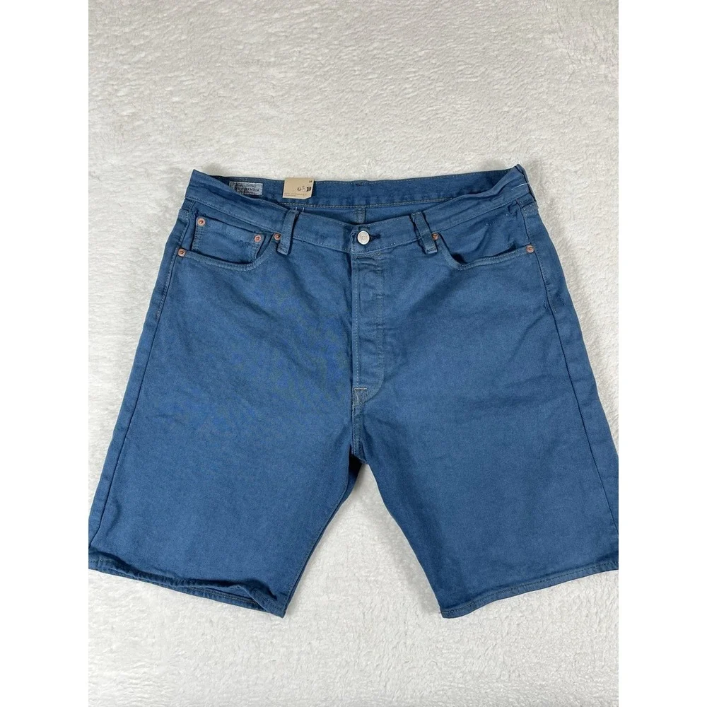 Levi's Premium 501 Irregular Distressed Blue Jean Shorts Straight Fit Men's 36x9